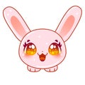 Cute kawaii rabbit bunny hare. Sweet rabbit sitting. Children animal character. Symbol of 2023 Chinese New Year