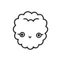 Cute kawaii raspberry. Kind childish berry character with eyes and a smile. Vector isolated line illustration on white