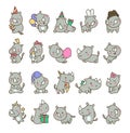 Cute kawaii rhino. Cartoon funny rhinoceros