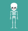 Cute kawaii skeleton isolated. funny skull cartoon style. kids character. Childrens style