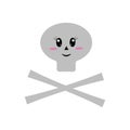 Cute kawaii skull . funny skeleton cartoon style. kids character. Childrens style