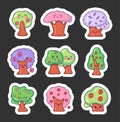 Cute kawaii spring tree. Sticker Bookmark