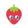 Cute kawaii strawberry isolated. funny berry cartoon style. kids character. Childrens style