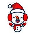 Cute And Kawaii Style Christmas Snowman Cartoon Character With Earmuffs