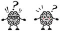 Cute Kawaii style confused or puzzled brain icon