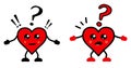 Cute Kawaii style confused or puzzled heart icon