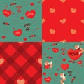 Cute Kawaii Style Fox Love Valentines Day Seamless Pattern Design Elements Set Vector Illustration Royalty Free Stock Photo