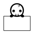 Cute And Kawaii Style Halloween Skull Character With White Board Royalty Free Stock Photo