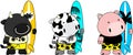 Cute kawaii surfer animals character cartoon Royalty Free Stock Photo