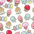 Cute kawaii Sweets Seamless Pattern background wallpaper