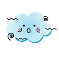 Cute kawaii wind cloud. Isolated design element for kids, babies and children design with sky character
