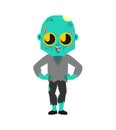 Cute kawaii Zombie isolated. funny Living Dead cartoon style. Undead kids character. Childrens style