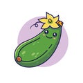 Cute Kawaii zucchini cartoon icon illustration. Food vegitable flat icon concept isolated