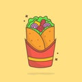 Cute kebab cartoon illustration vector icon. Concept Premium Vector Food Icons Isolated. Flat Cartoon Style