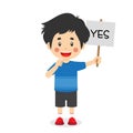 Cute Kid Boy Carry Correct Sign Royalty Free Stock Photo