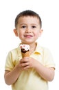 Cute kid boy eating ice-cream isolated Royalty Free Stock Photo