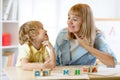 Cute kid boy at speech therapist office Royalty Free Stock Photo