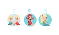 Cute Kid Characters Depicting Zodiac Sign or Astrological Sign Vector Illustration Set Royalty Free Stock Photo