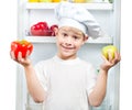 Smaster chef is choosing food Royalty Free Stock Photo