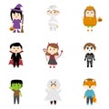 cute kid clipart element of boys and girls wearing Halloween costume for Halloween day