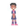 Cute Kid Soccer Player Character, Little African American Boy in Sports Uniform Playing Football in School Sports Team Royalty Free Stock Photo