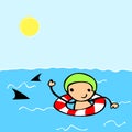 Cute kid swimming