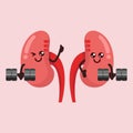 Cute kidney organ human mascot design illustration