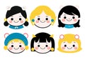 Cute kids avatars collection, simple style head icons