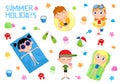 Summer holidays - Adorable illustration - Kids and beach Royalty Free Stock Photo