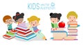 Cute kids and books,cute children reading books, Happy Children while Reading Books, back to school Royalty Free Stock Photo