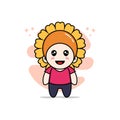 Cute kids character wearing sunflower costume