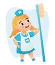 Cute Kids doctor teeth with a toothbrush Vector