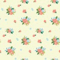 Cute kids flower pattern with small bouquets. Seamless, vector.