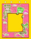 Cute kids frame with bears on yellow