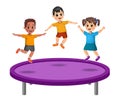 Cute kids jump on trampoline