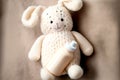 cute kids knitted toys little white bunny with baby nipple