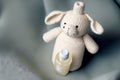 cute kids knitted toys little white bunny with baby nipple