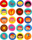 Cute kids pattern with icons, illustration