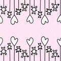 Cute kids pink seamless pattern with lollipops bears and hearts in doodle style.Vector