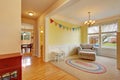 Cute kids play room with carpet and rug