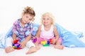 Cute kids playing blocks Royalty Free Stock Photo