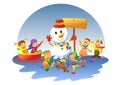 Cute kids playing winter games. Royalty Free Stock Photo