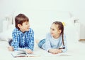 Cute kids reading books Royalty Free Stock Photo