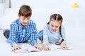 Cute kids reading books Royalty Free Stock Photo