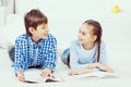 Cute kids reading books Royalty Free Stock Photo