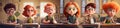 Cute kids at school in class. Red-haired girl at the school desk. Illustration in cartoon style. AI Generated