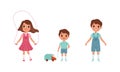 Cute Kids Set, Little Boys and Girl, Stage of Growing up of People Cartoon Vector Illustration