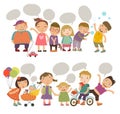 Cute kids with speech bubbles. Children set