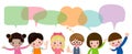 Cute kids with speech bubbles,Set of diverse children and Different nationalities with speech bubbles isolated on white background Royalty Free Stock Photo