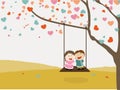 Cute kids swinging for Valentines Day celebration.